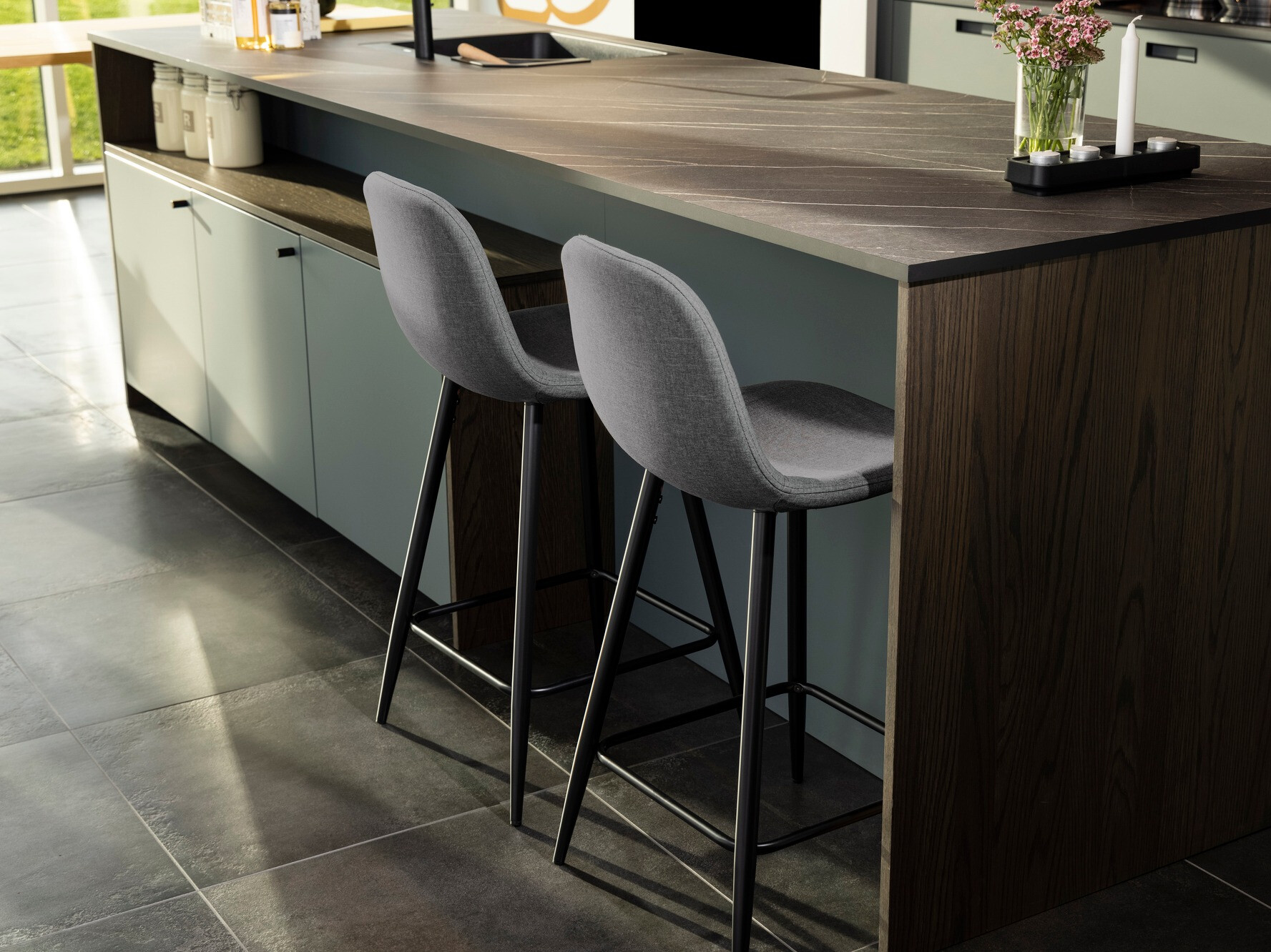 Chaise de bar mi-hauteur Norsica 175 (Gris)