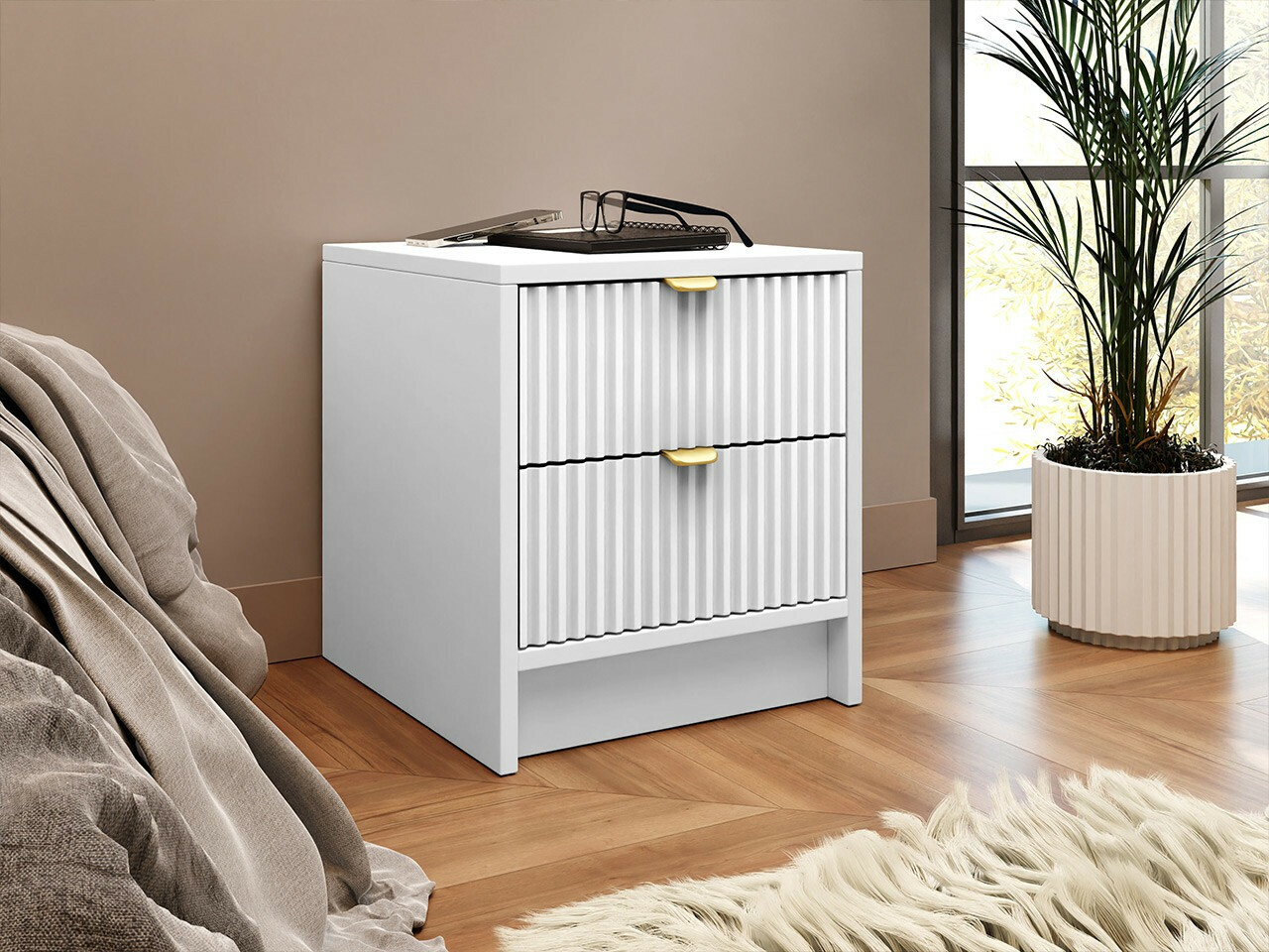 Table de chevet Comfivo Papilio (Blanc)