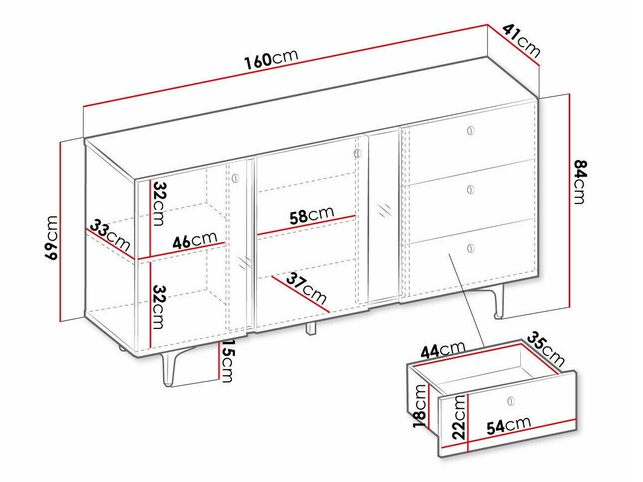 Commode Fresno AF112 (Vert poussiéreux)