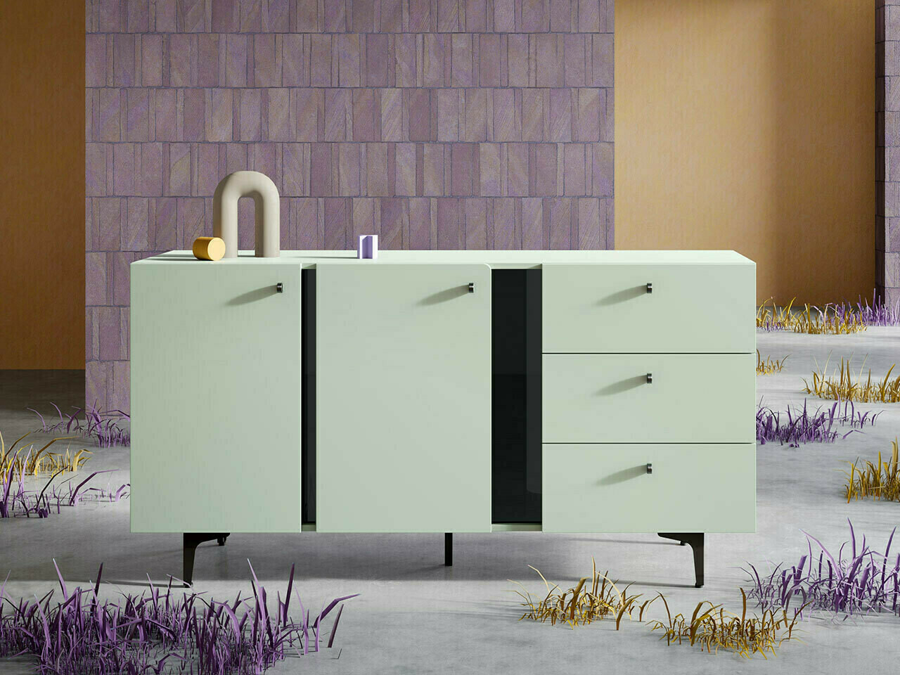 Commode Fresno AF112 (Vert poussiéreux)