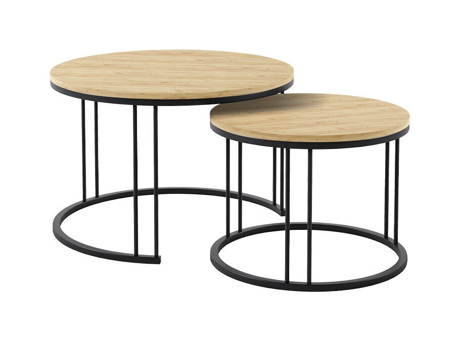 Ensemble tables basses Oswego 105 (Craft chêne + Noir)