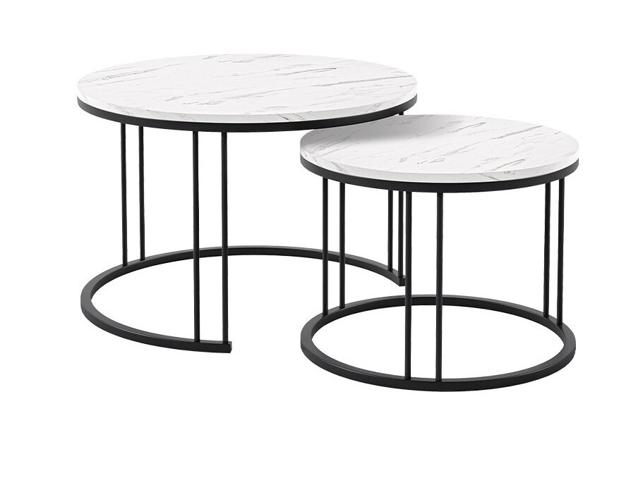 Ensemble tables basses Oswego 105 (Marbre blanc + Noir)