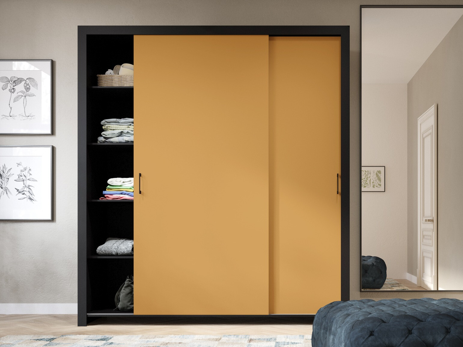 Armoire Murrieta 192 (Noir + Jaune)