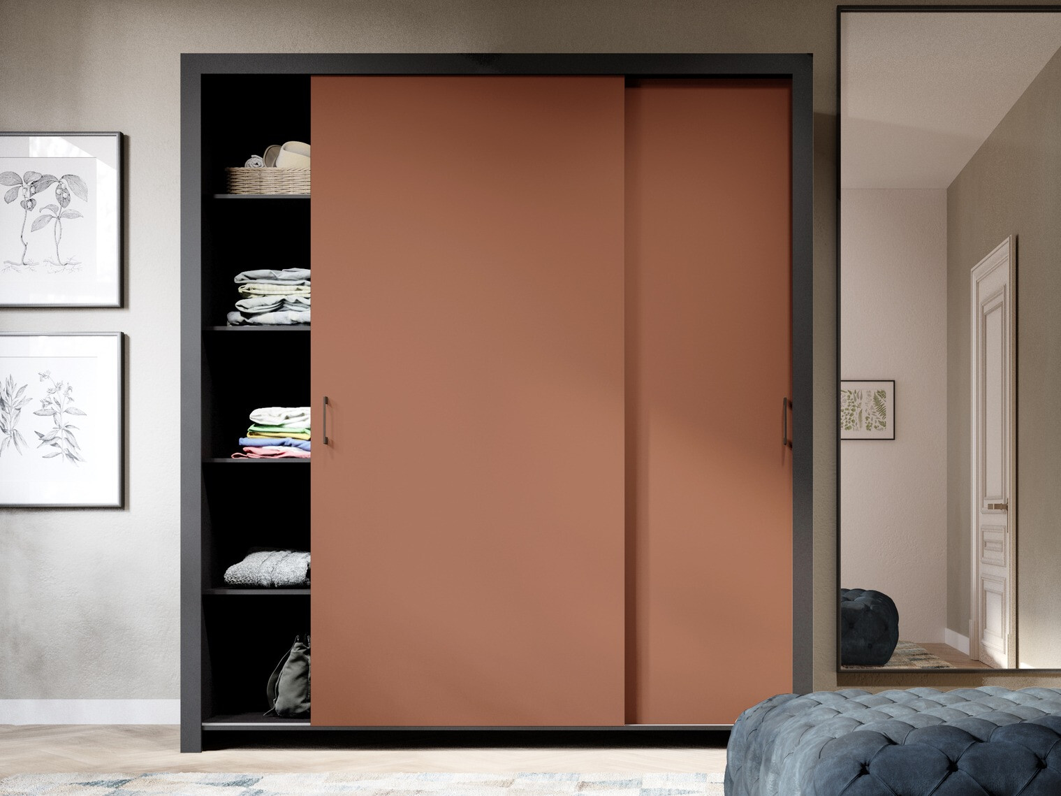 Armoire Murrieta 192 (Noir + Marron)