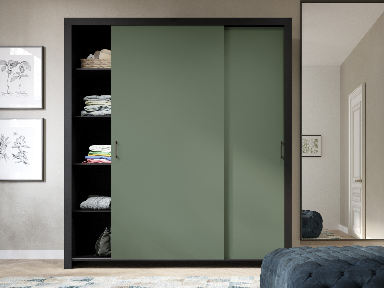 Armoire Murrieta 192 (Noir + Vert)