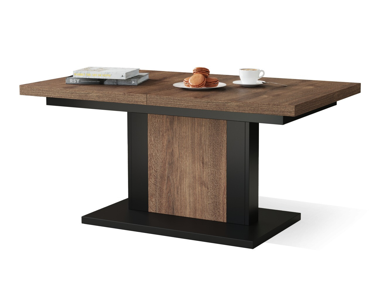 Table basse transformateur Glendale 103 (Chêne foncé + Noir)