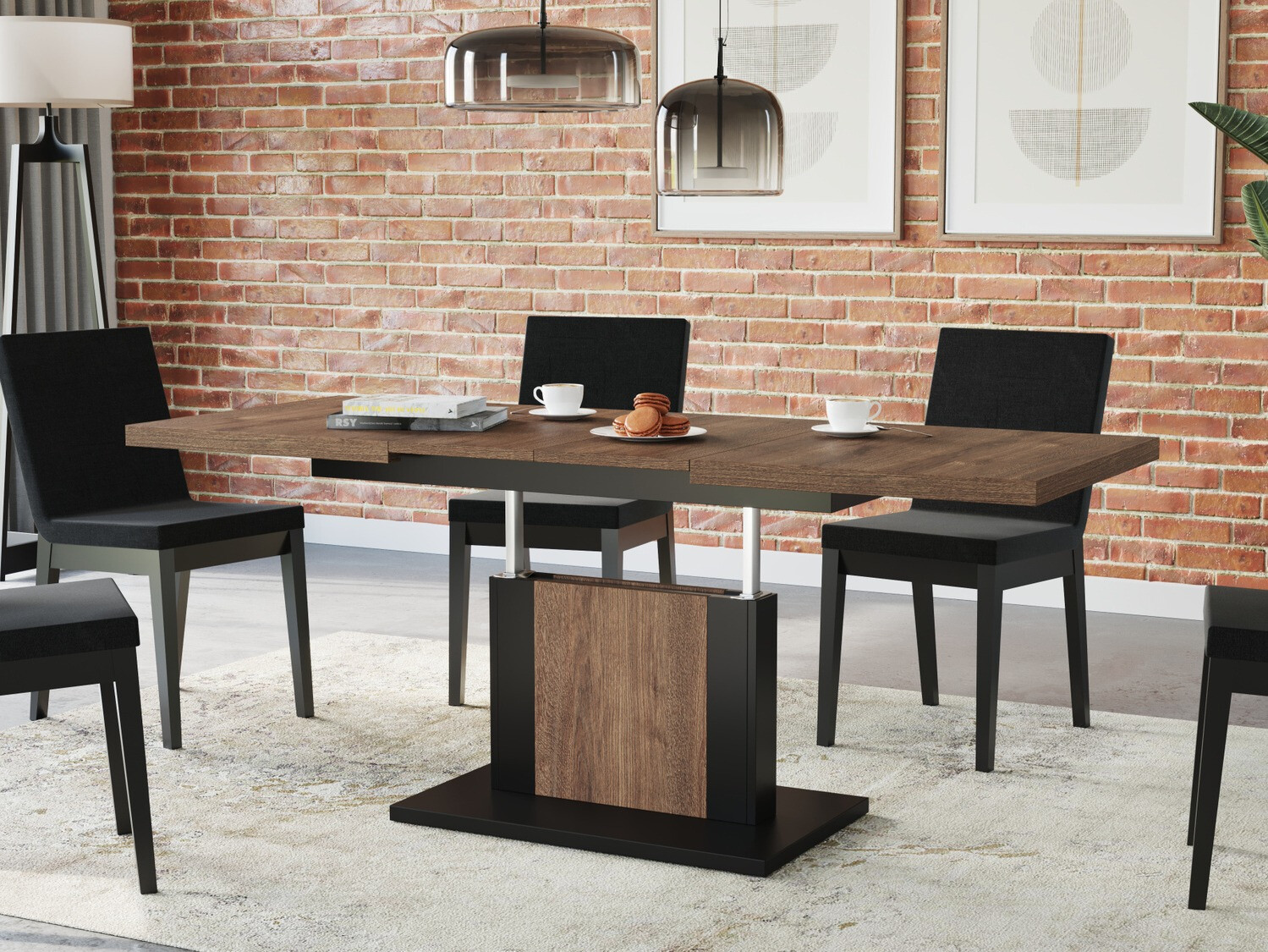 Table basse transformateur Glendale 103 (Chêne foncé + Noir)