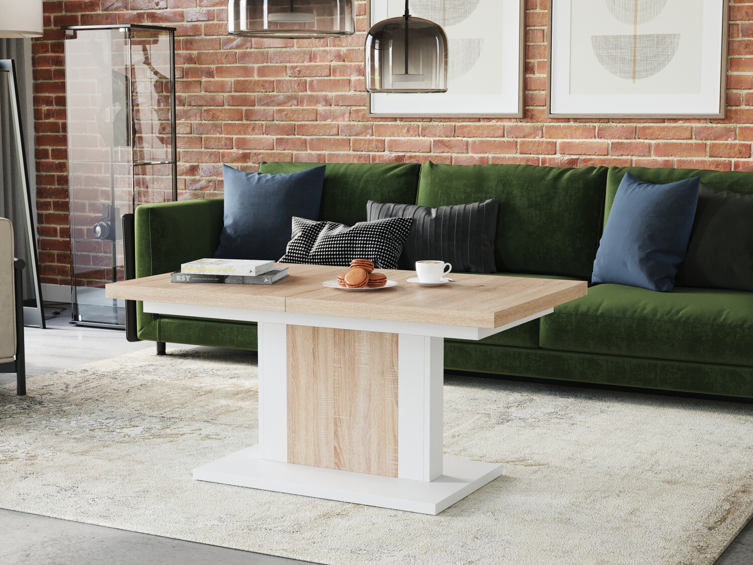 Table basse transformateur Glendale 103 (Sonoma chêne + Blanc)