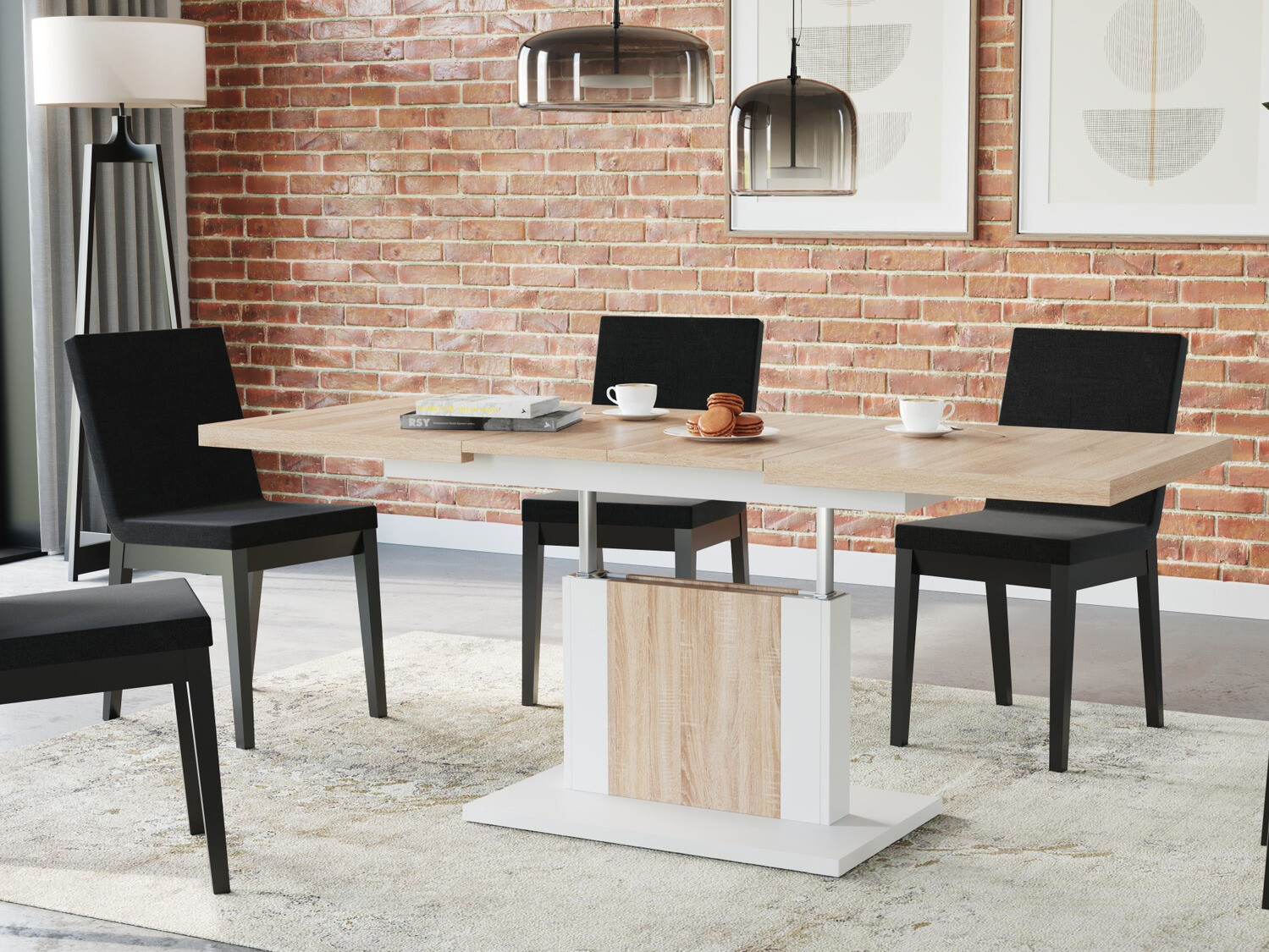 Table basse transformateur Glendale 103 (Sonoma chêne + Blanc)