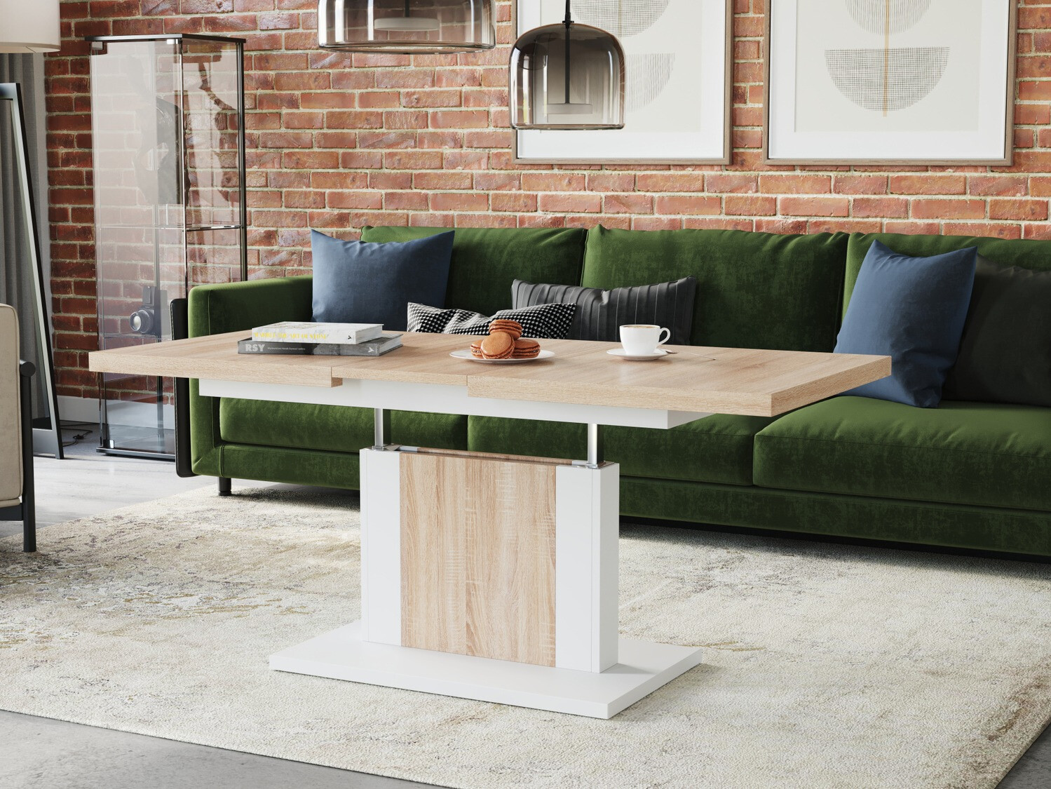 Table basse transformateur Glendale 103 (Sonoma chêne + Blanc)