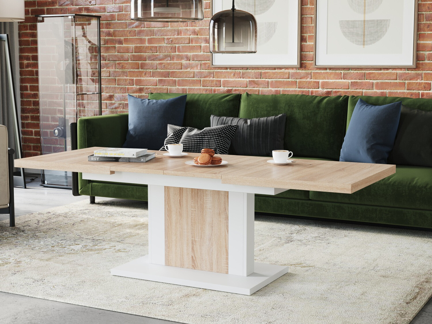 Table basse transformateur Glendale 103 (Sonoma chêne + Blanc)