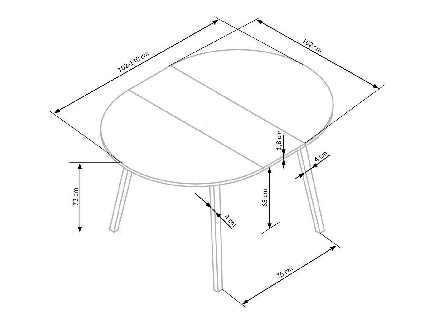 Table Houston 981 (Blanc brillant + Chêne)