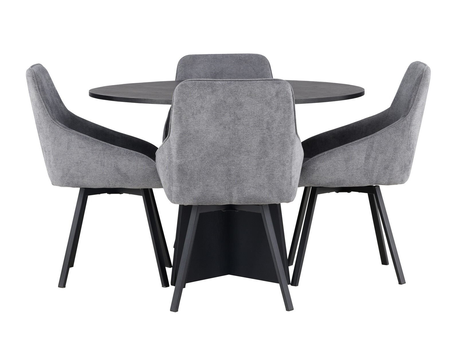 Salle à manger complète Dallas 4325 (Gris foncé + Noir)