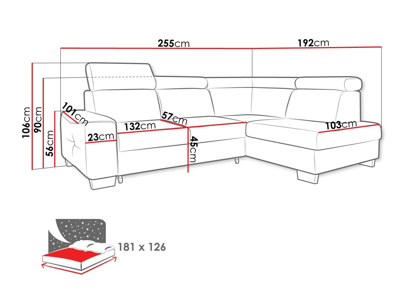 Canapé d'angle Lincoln 186 (Aragon 03)