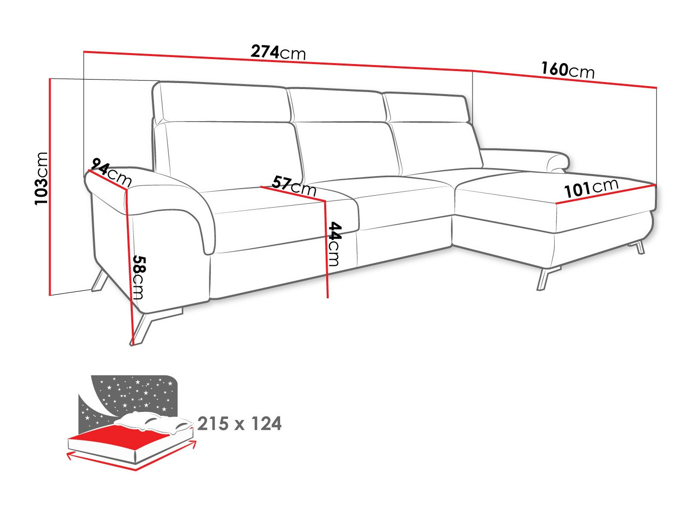 Canapé d'angle Lincoln 187 (Primo 05)