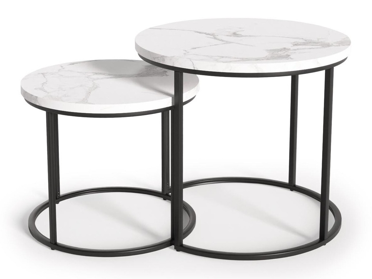 Ensemble tables basses Houston 951 (Marbre blanc + Noir)