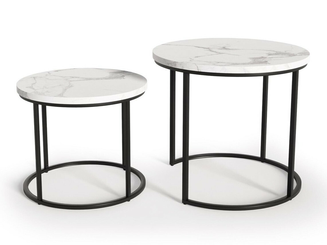 Ensemble tables basses Houston 951 (Marbre blanc + Noir)