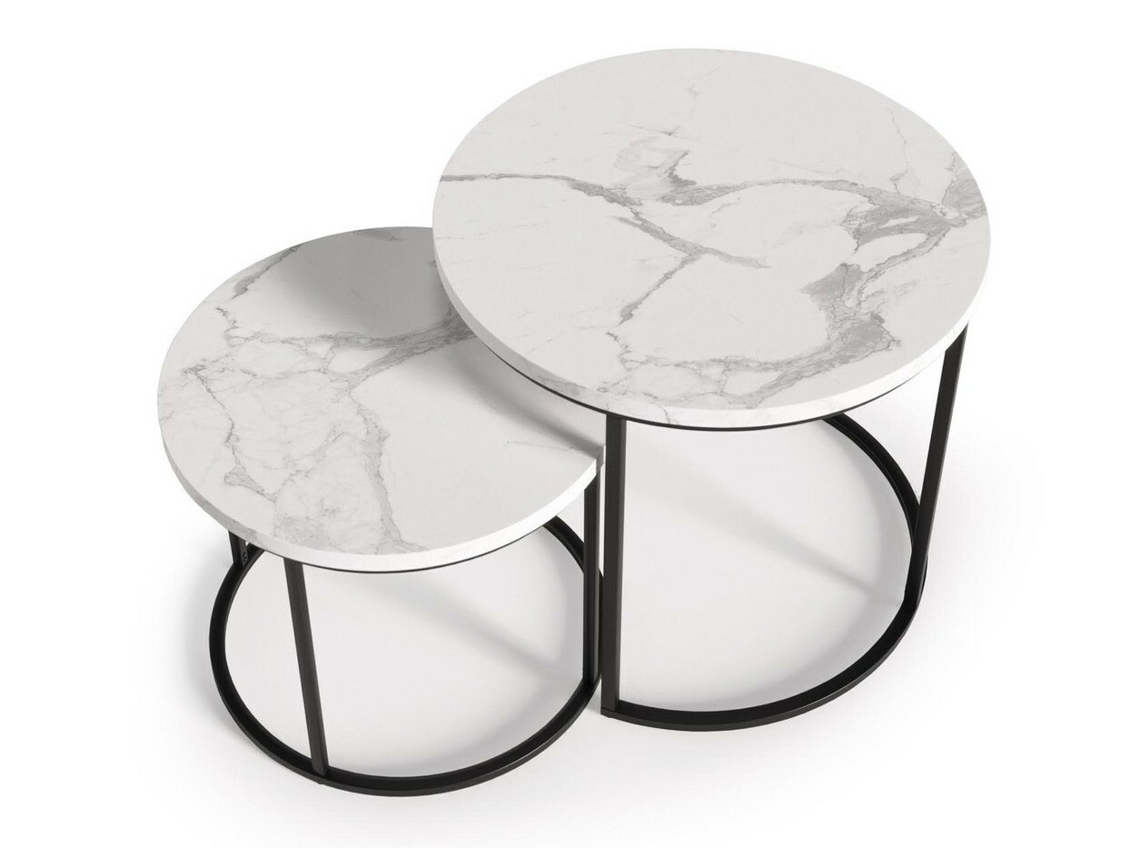 Ensemble tables basses Houston 951 (Marbre blanc + Noir)
