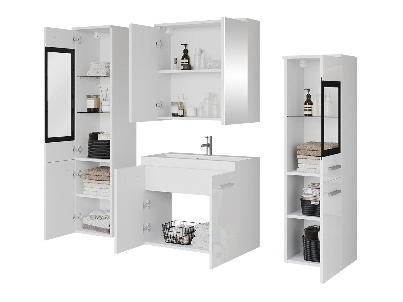 Ensemble de salle de bain Scientia III (Gris brillant + Blanc)