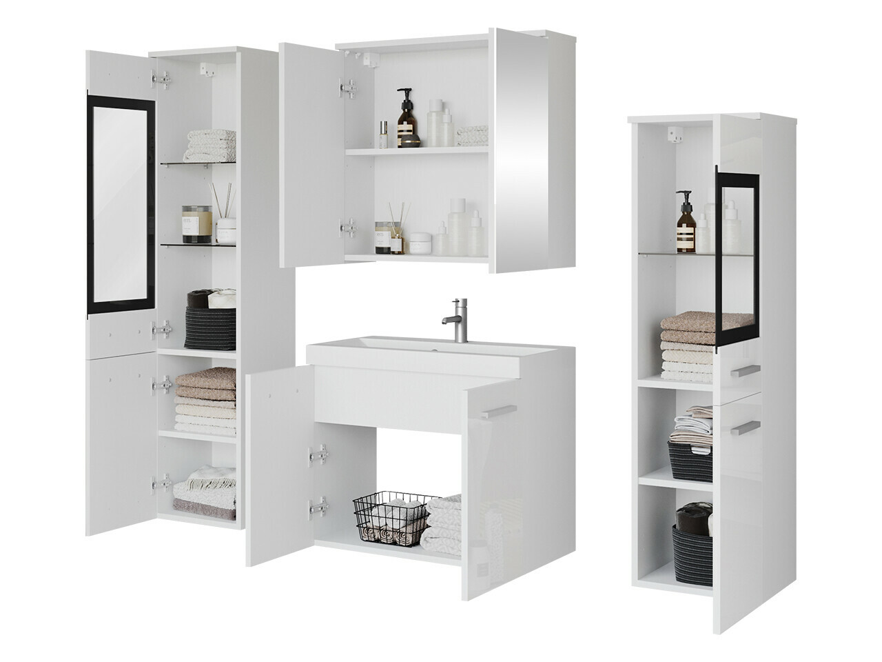 Ensemble de salle de bain Scientia III (Gris brillant + Châtaigne)
