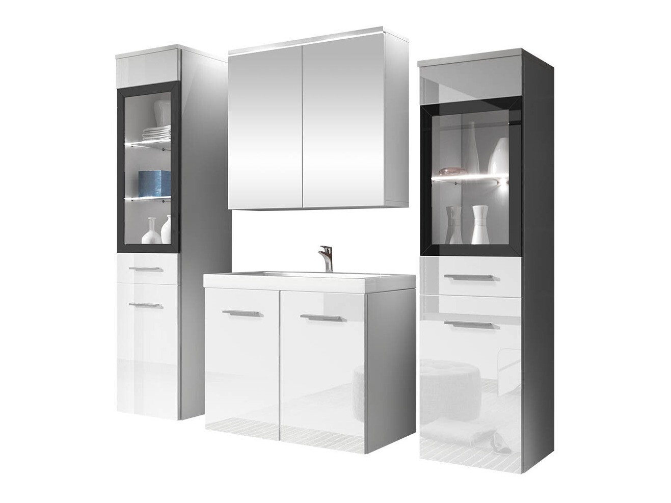 Ensemble de salle de bain Scientia III (Blanc brillant + Blanc)