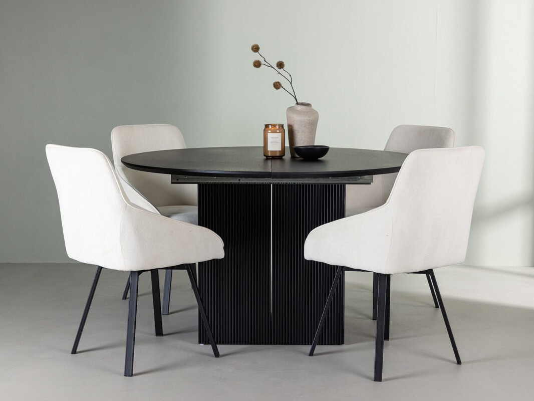 Salle à manger complète Dallas 4335 (Noir + Beige)