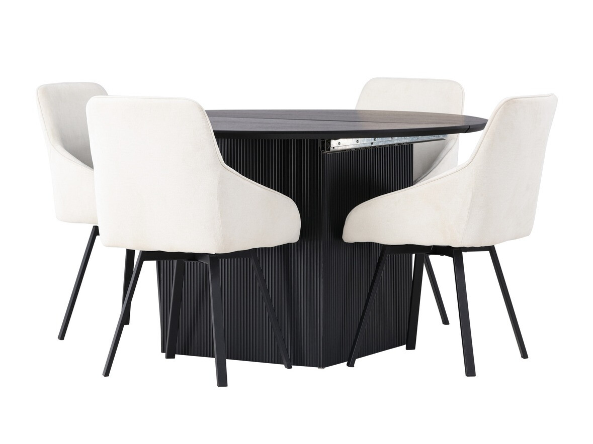 Salle à manger complète Dallas 4335 (Noir + Beige)