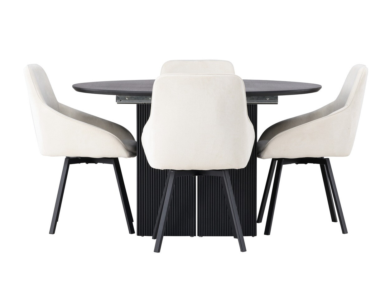 Salle à manger complète Dallas 4335 (Noir + Beige)