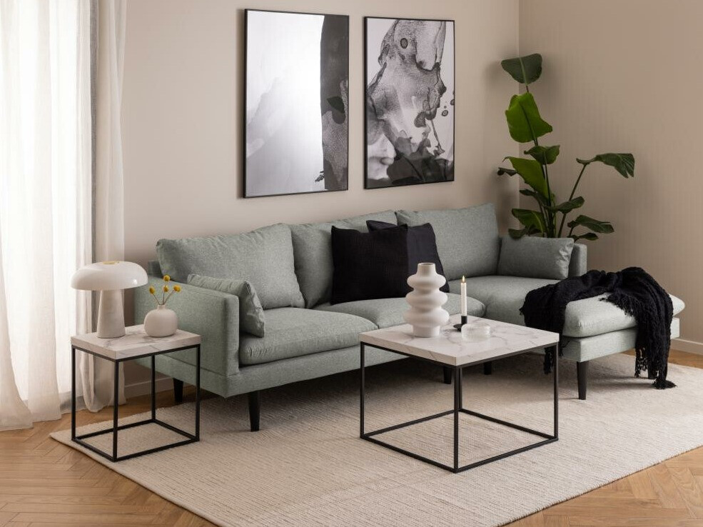 Table basse Norsica 768 (Noir + Marbre blanc)