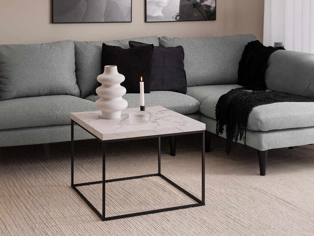 Table basse Norsica 768 (Noir + Marbre blanc)