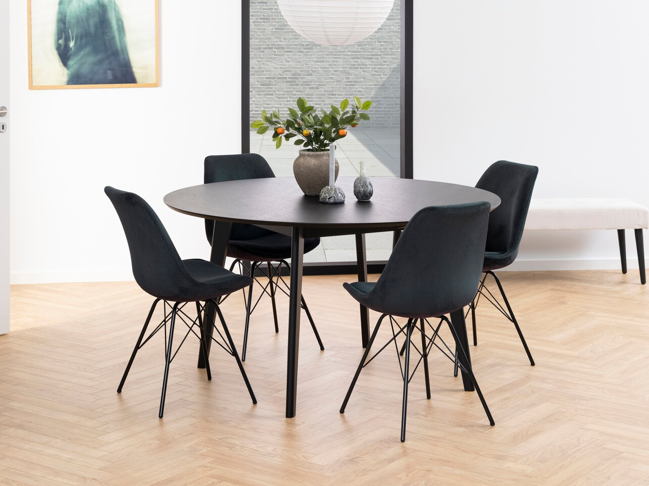 Salle à manger complète Norsica 505 (Gris foncé + Noir)