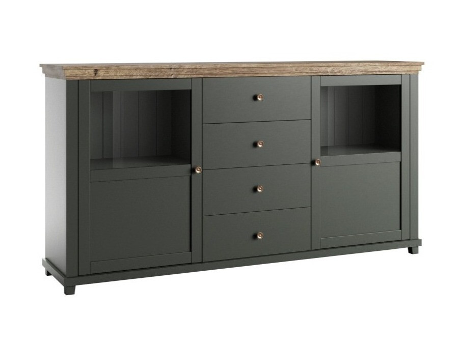 Commode Tolnue 103 (Vert foncé + Chêne de Lefkas)