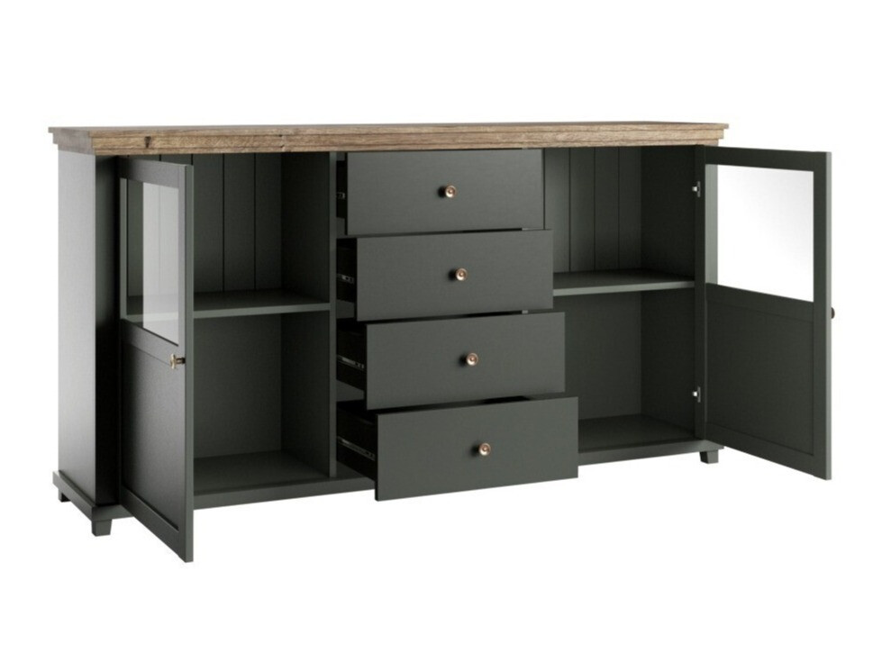 Commode Tolnue 103 (Vert foncé + Chêne de Lefkas)
