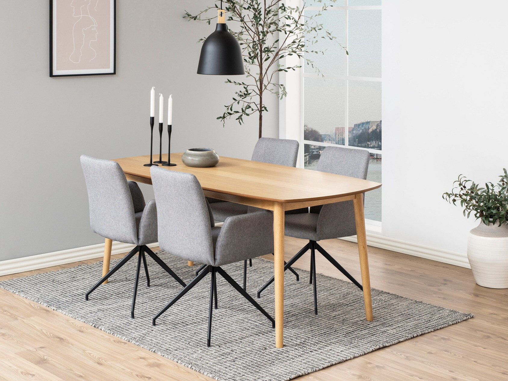 Salle à manger complète Norsica Daltea 118 (Gris + Noir)