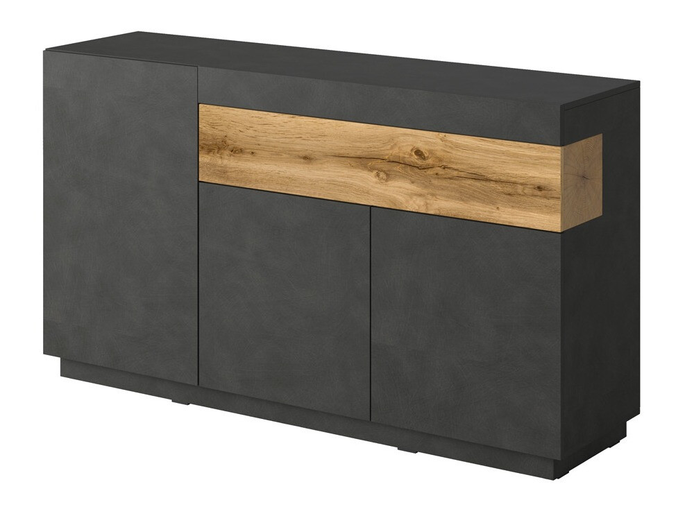 Commode Livlore 105 (Matera gris + Chêne wotan)