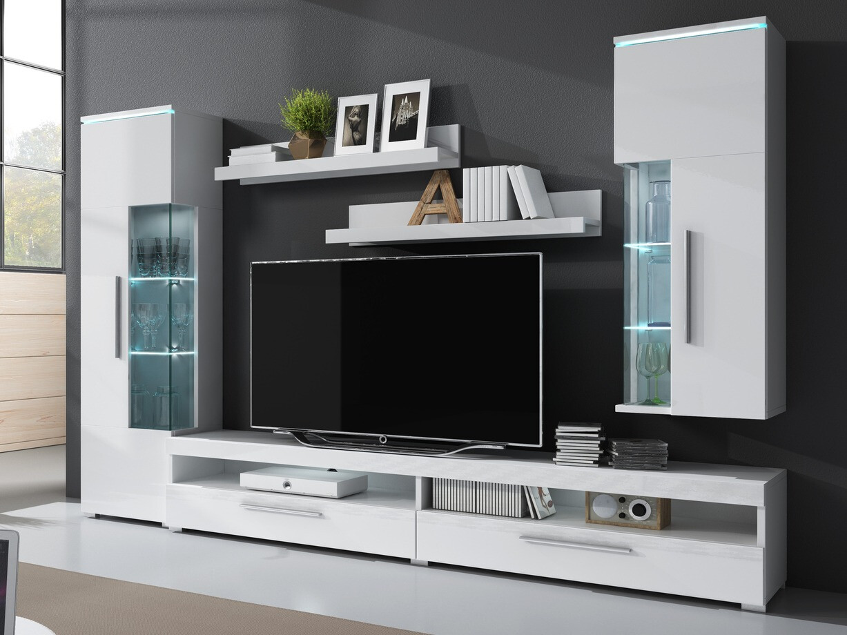 Ensemble de salon Torvire 108 (Blanc + Blanc brillant)