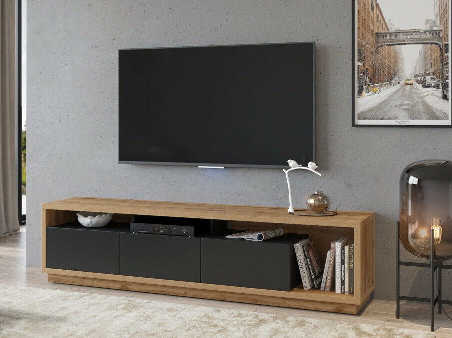 Meuble TV Austin 357 (Chêne wotan + Noir mat)