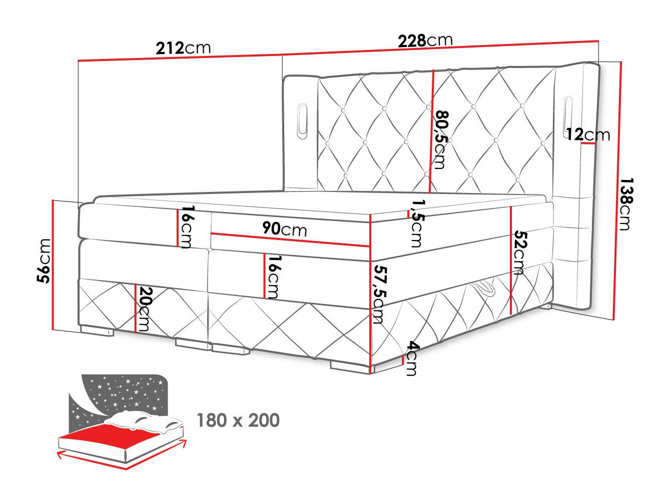 Lit boxspring Historia (Kameleon 48)