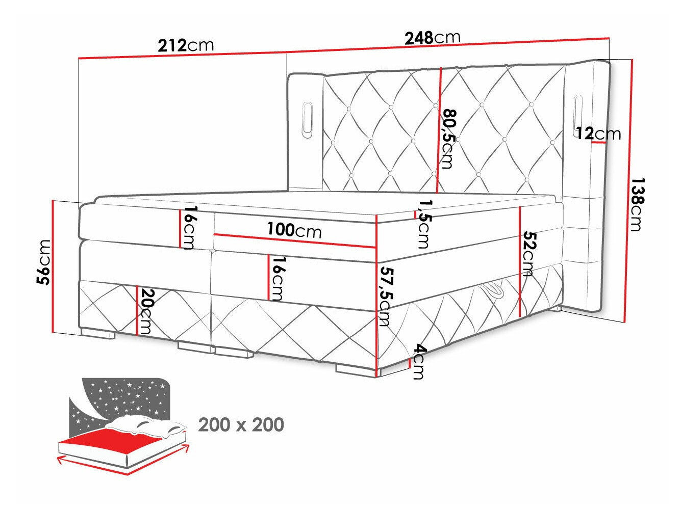 Lit boxspring Historia (Kameleon 48)