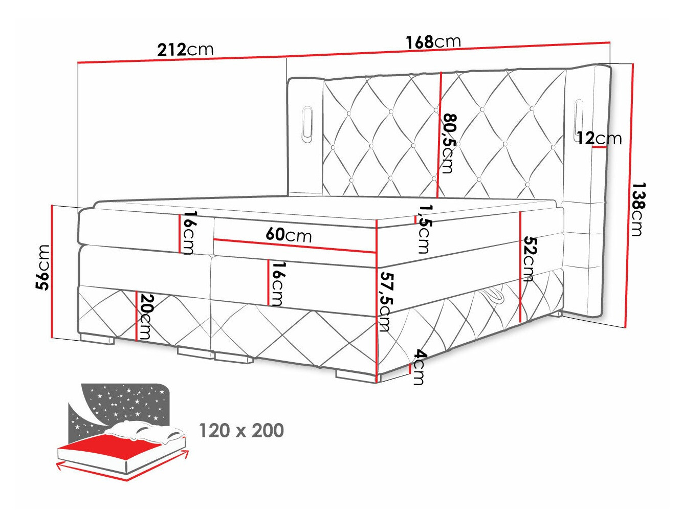 Lit boxspring Historia (Kameleon 59)