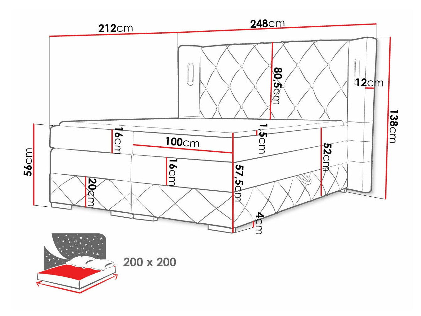 Lit boxspring Historia (Kameleon 59)