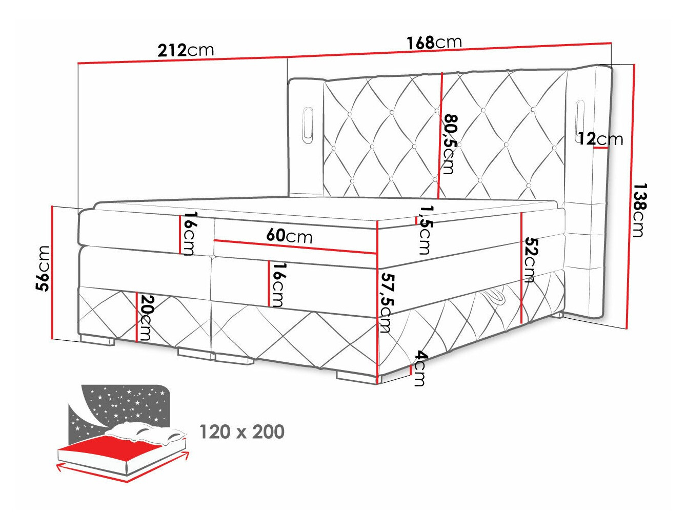 Lit boxspring Historia (Kameleon 84)