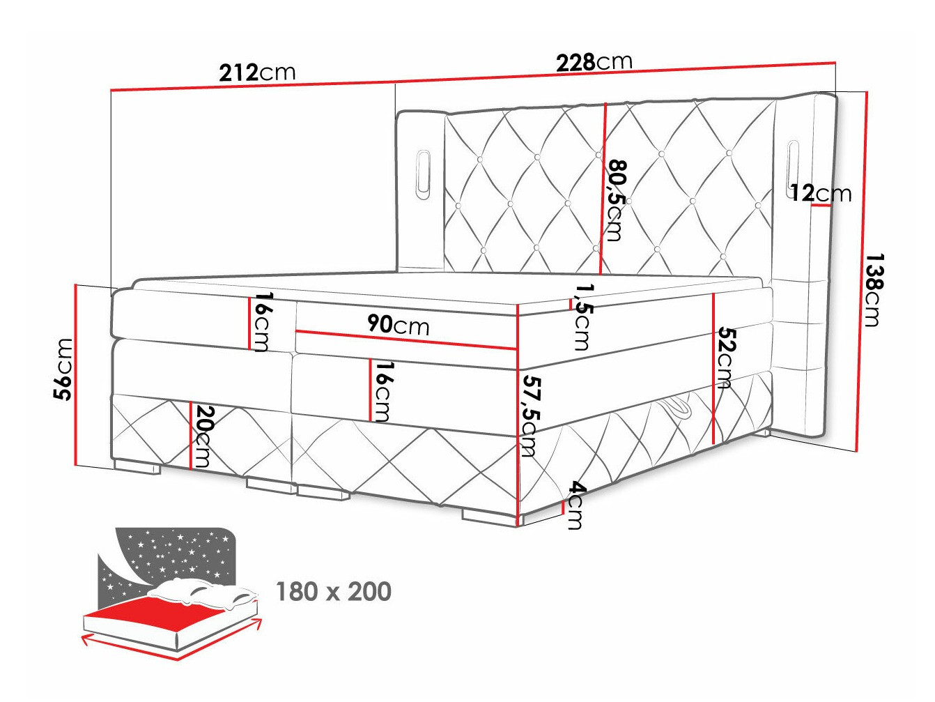 Lit boxspring Historia (Kameleon 84)