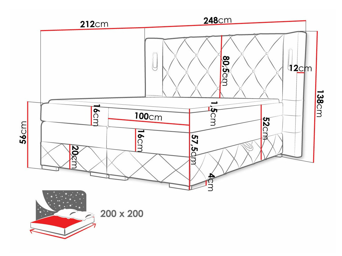 Lit boxspring Historia (Kameleon 84)