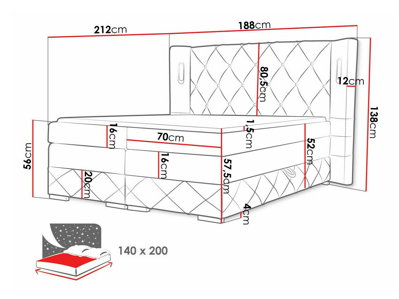 Lit boxspring Historia (Kameleon 92)
