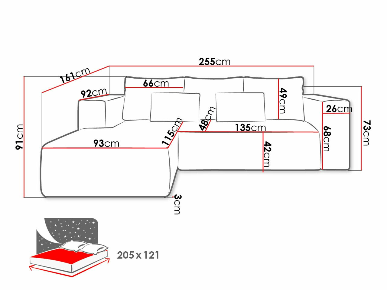 Canapé d'angle Arvada 116 (Poso 01)