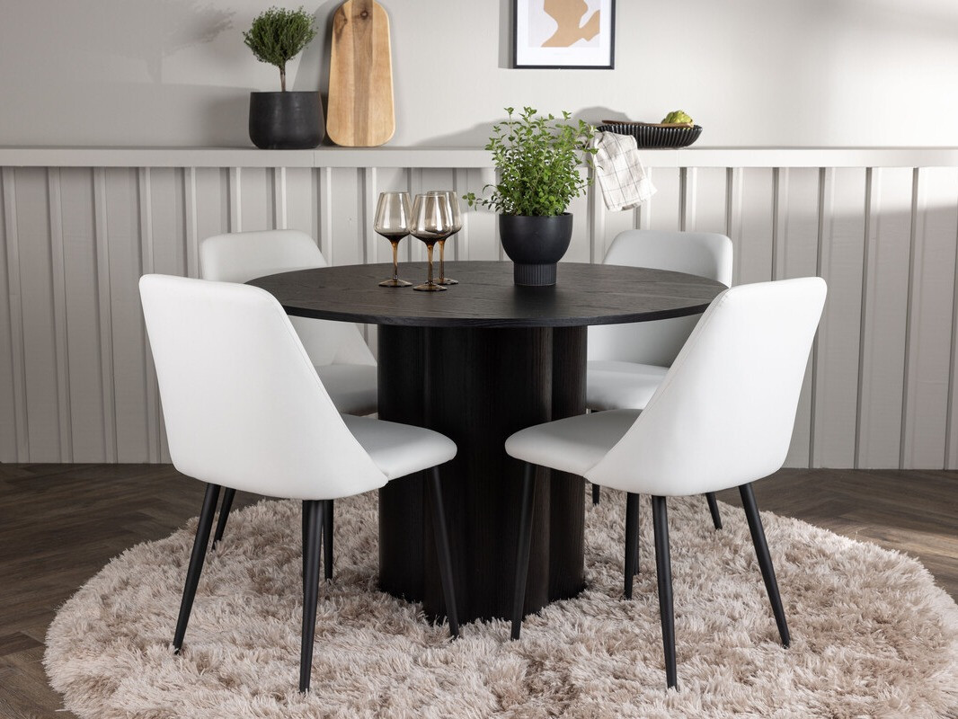 Salle à manger complète Dallas 4359 (Blanc + Noir)