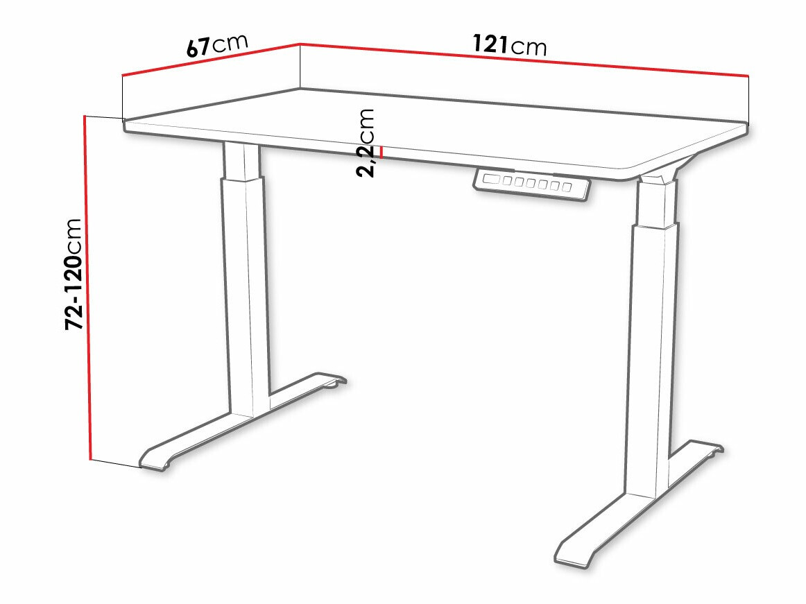 Bureau réglable en hauteur Charlotte 194 (Blanc + Noir)