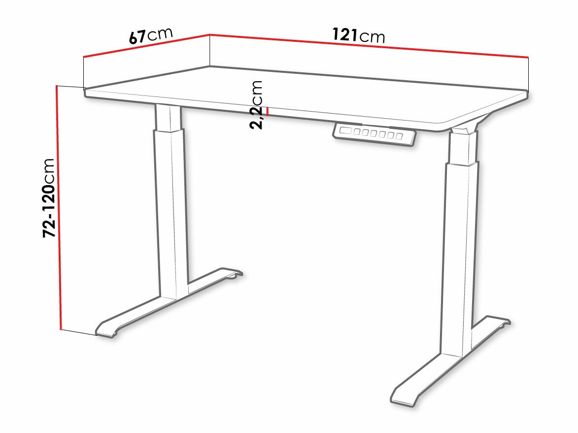 Bureau réglable en hauteur Charlotte 194 (Noir)