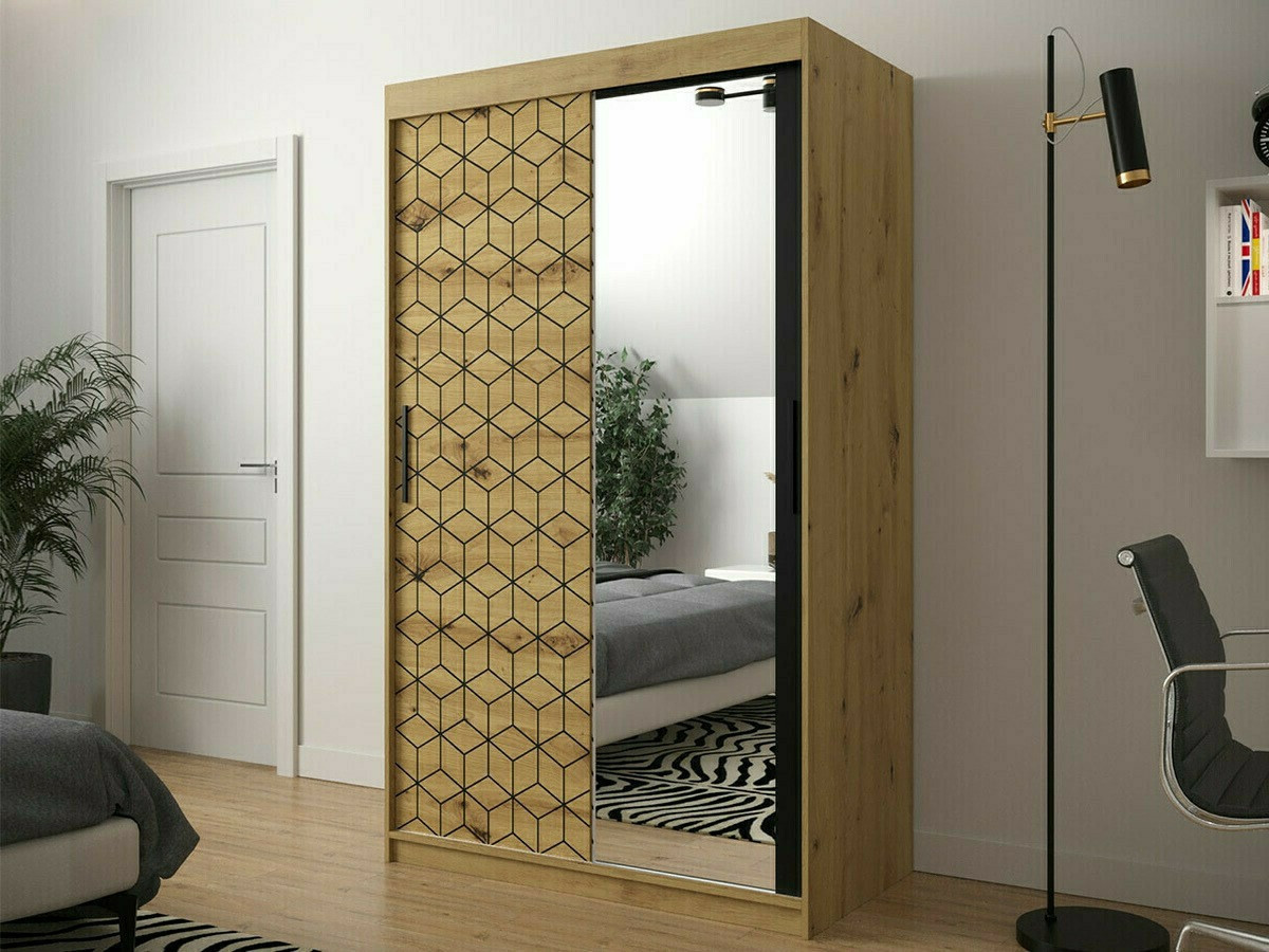Armoire Hartford 287 (Chêne Artisan + Noir)